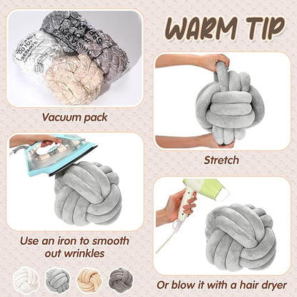 Yerliker 4 Pcs Knot Pillow Ball, 8.7 Inches Soft Home Decorative Round Throw - Image 2