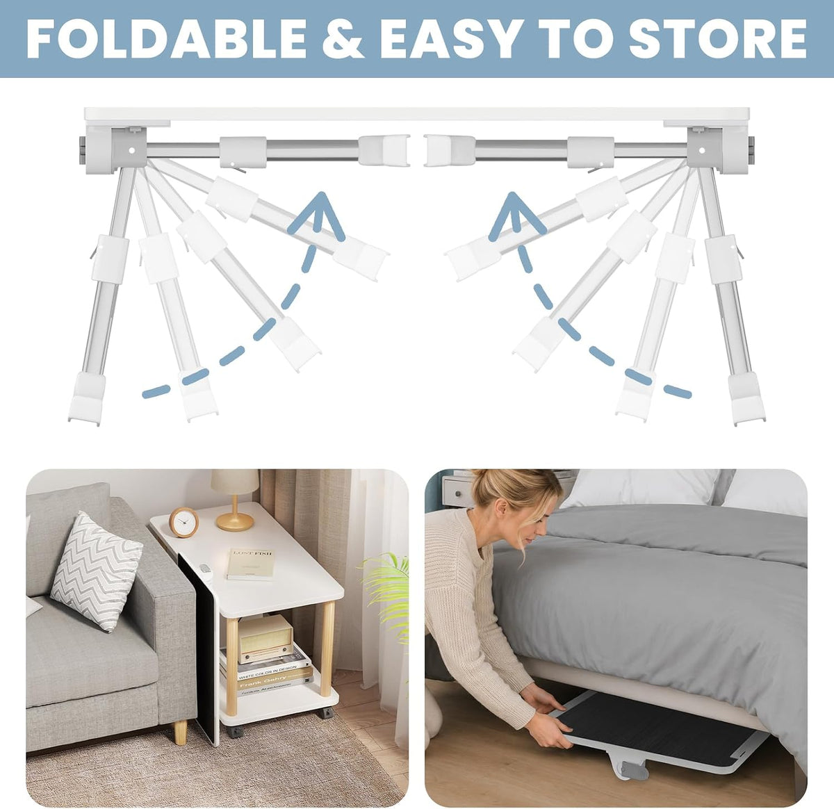 adjustable lap desk, foldable laptop desk for bed, side view