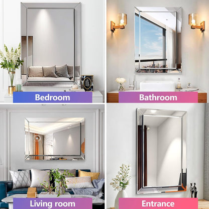 pregaspor wall mirror for bathroom, 24" x 36", package contents
