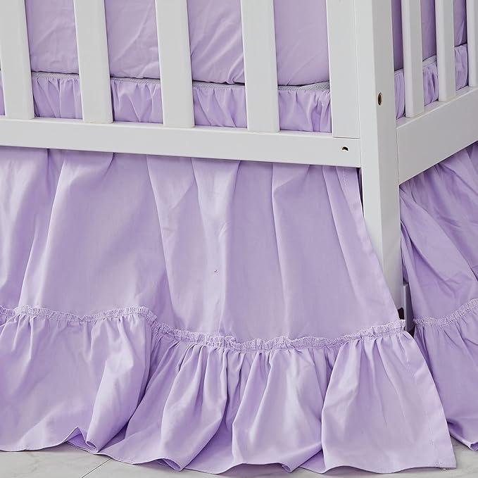 Brandream Crib Bed Skirt for Baby Girls Boys Purple Boho Bohemian Solid Cotton - Image 6