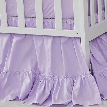 Brandream Crib Bed Skirt for Baby Girls Boys Purple Boho Bohemian Solid Cotton - Image 6