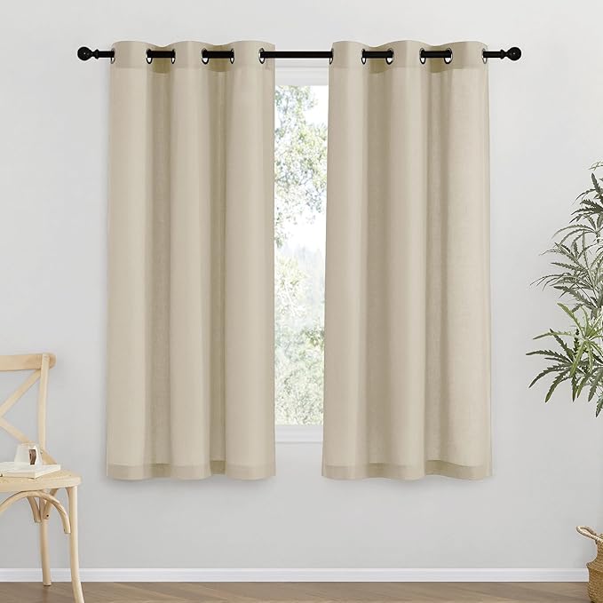 NICETOWN Thick Linen Blend Curtains Flax Textured by NICETOWN