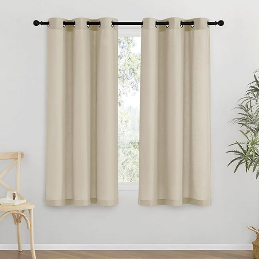 NICETOWN Thick Linen Blend Curtains Flax Textured by NICETOWN