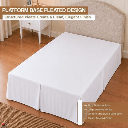 arlinen pleated full bed skirt with split corners, close-up detail