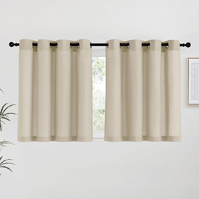 NICETOWN Angora Linen Kitchen Curtains 36 inch Length, Decorative Thick Flax by NICETOWN