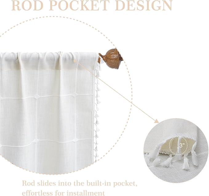 ColorBird White Curtains 84 Inches Long, 2 Panels Farmhouse Window Curtains - Image 4