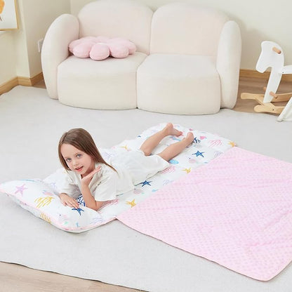 Toddler Nap Mat with Pillow and Blanket, Extra Large Rolled Napping Mats - Image 9
