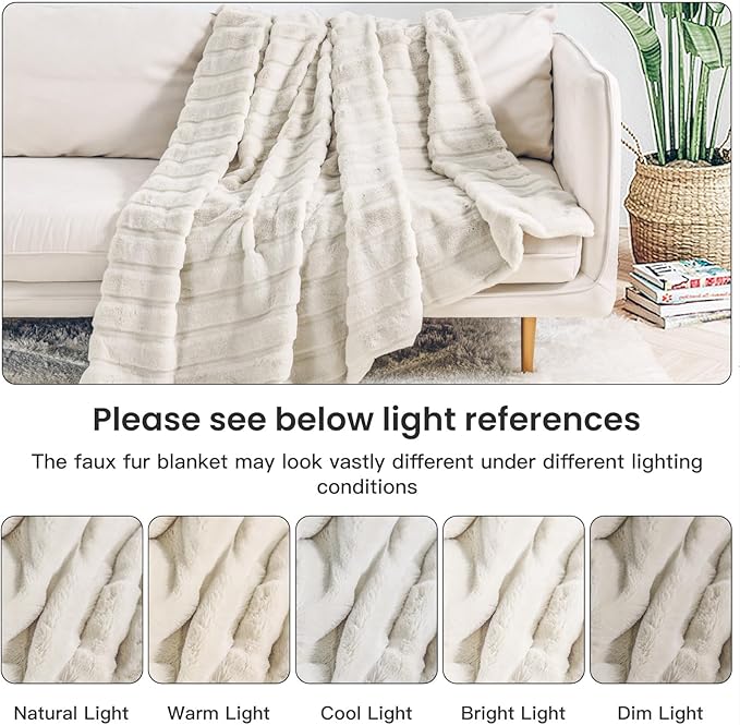NEXHOME PRO Faux Fur Throw Blanket, Cozy Fluffy Soft Blanket or Couch Sofa Bed - Image 6