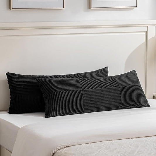 Fancy Homi Set of 2 Black Boho Long Lumbar Body Decorative Throw Pillow Cover by Fancy+Homi