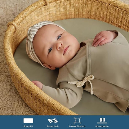 GRSSDER Stretchy Ultra Soft Fitted Bassinet Sheet 2 Pack, Universal Fit - Image 3