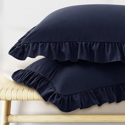 KKJIAF Ruffle Pillow Cases Standard Size Set of 2, Ruffled Pillow Covers by KKJIAF