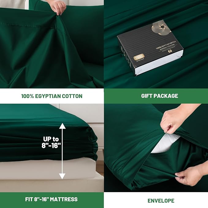 100% Egyptian Cotton Sheets Cal King Sheet Set 1000 Thread Count Sateen Weave - Image 4