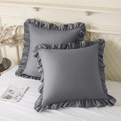 KKJIAF Ruffle Pillow Cases 24x24 Inches, Microfiber Wrinkle Resistant Pillow by KKJIAF