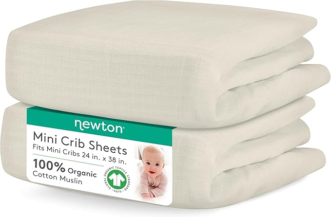 Newton Baby Fitted Mini Crib Sheets | Organic Muslin Cotton, Breathable & Soft by newton