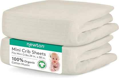 Newton Baby Fitted Mini Crib Sheets | Organic Muslin Cotton, Breathable & Soft by newton