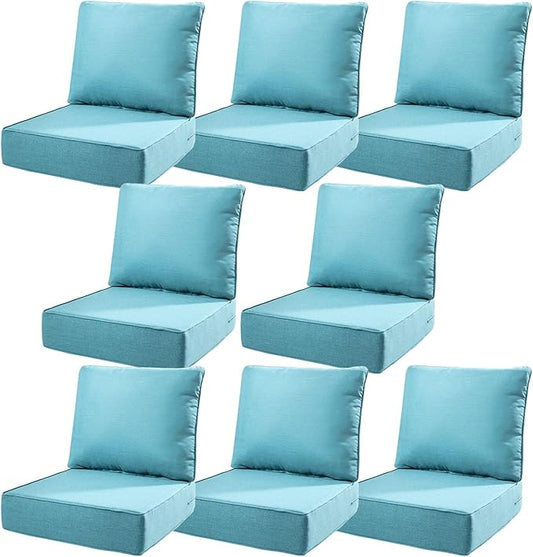 6" Thick Outdoor Cushions 22x24x6, 8-Set Deep Seat Patio Cushions by Pugire