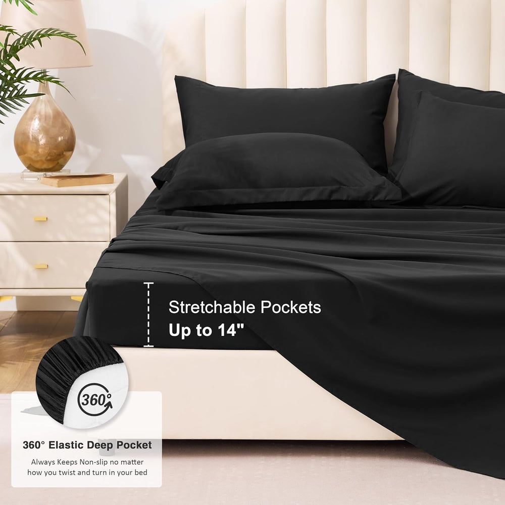 Love's cabin Full Comforter Set, 7 Pieces Bed in a Bag, Black