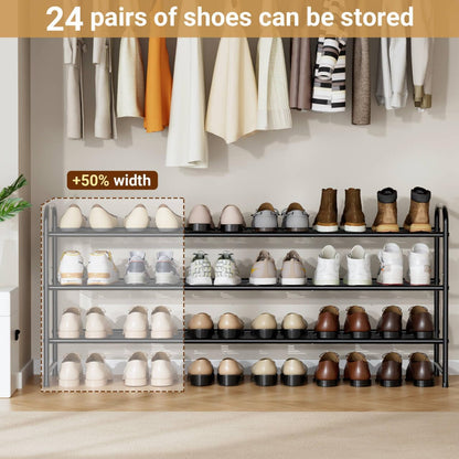 keetdy 3-tier long shoe rack for closet metal shown in use