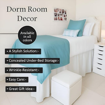 Shreem Linen Dorm Room Bed Skirt Twin XL 25 Inch Drop, 100% Microfiber Extra - Image 7