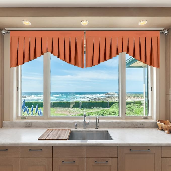Valances for Windows Orange Red Window Valance for Living Room Rod Pocket by OYRING