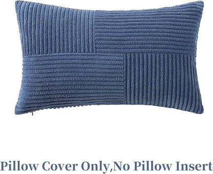 Denim Blue Lumbar Throw Pillow Covers 16x24 inch, Farmhouse Home Decor - Image 3