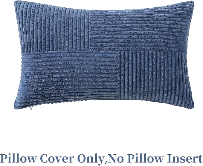 Denim Blue Lumbar Throw Pillow Covers 12x24 inch, Farmhouse Home Decor - Image 3