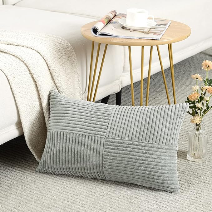 Fancy Homi 2 Packs Grey Lumbar Decorative Throw Pillow Covers 12x20 Inch - Image 2