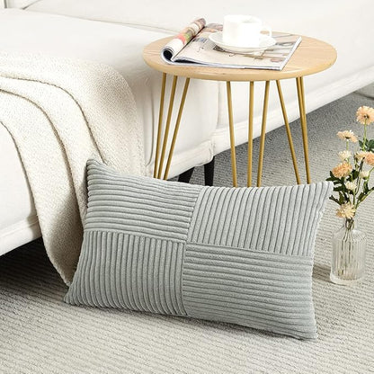 Fancy Homi 2 Packs Grey Long Lumbar Decorative Throw Pillow Covers 16x24 Inch - Image 2