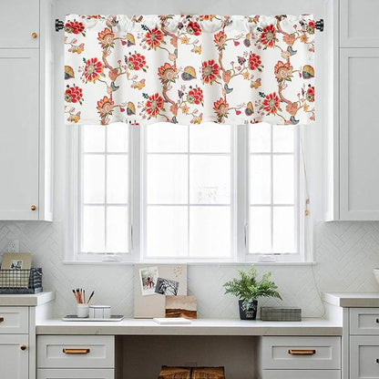 Leeva Floral Bedroom Valance Curtains, Linen Textured Valance Home Decor Rod - Image 3