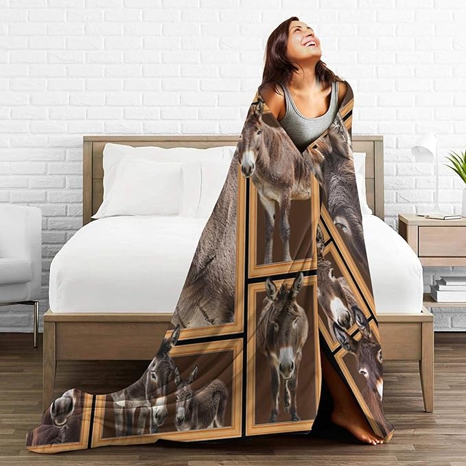 Donkey Blanket Donkey Throw Blanket Flannel Stuff Merch Cozy Decor Fleece Plush - Image 5