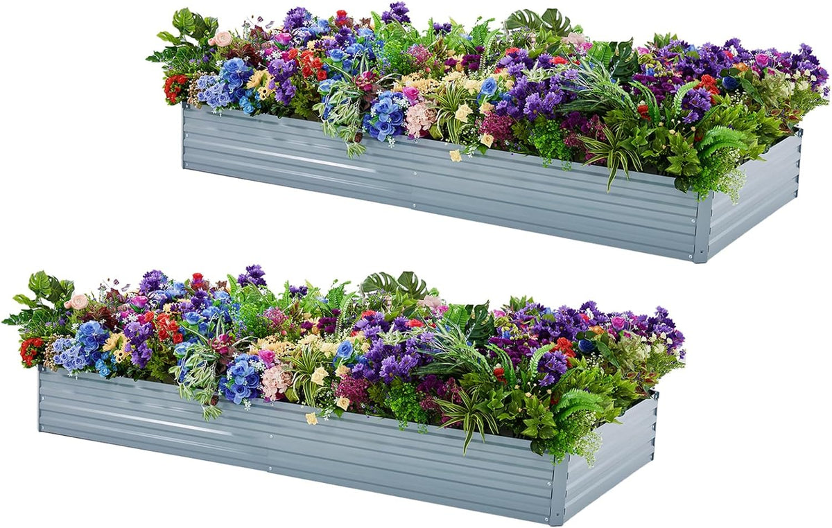 meberam 2 pack 6x3x1ft galvanized raised garden beds, main product view