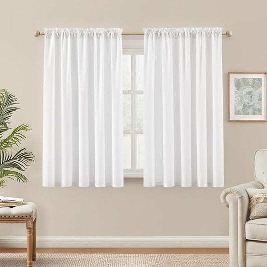 HOMEIDEAS Non-See-Through White Privacy Semi Sheer Curtains 54 Inches Long 2 by HOMEIDEAS
