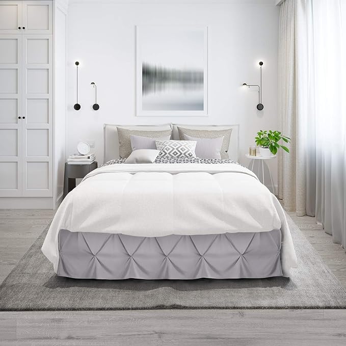 Nestl Grey Lavender Bed Skirt Twin Size, Pinch Pleat Twin Bed Skirt, Hotel - Image 9