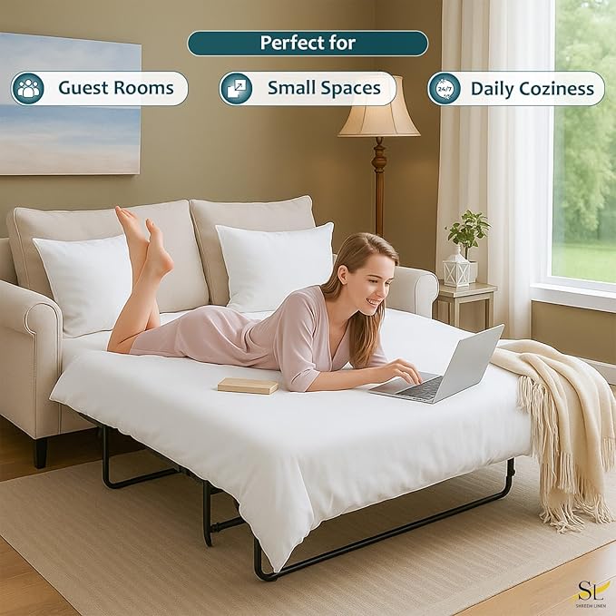 Sleeper Sofa Bed Sheet Set – Full Size, 100% Cotton, 338 Thread Count – 4-Piece - Image 5