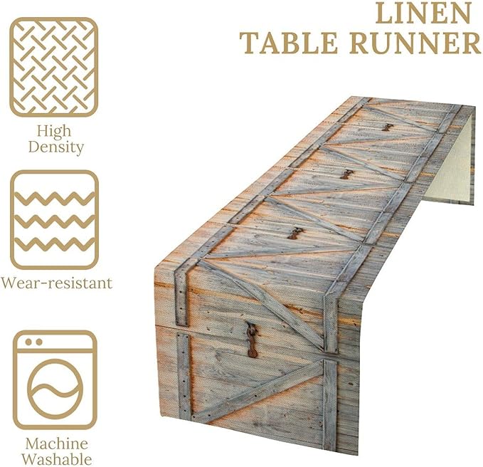 Rustic Barn Door Table Runner Farmhouse Wooden Wood Vintage Plank Country - Image 7