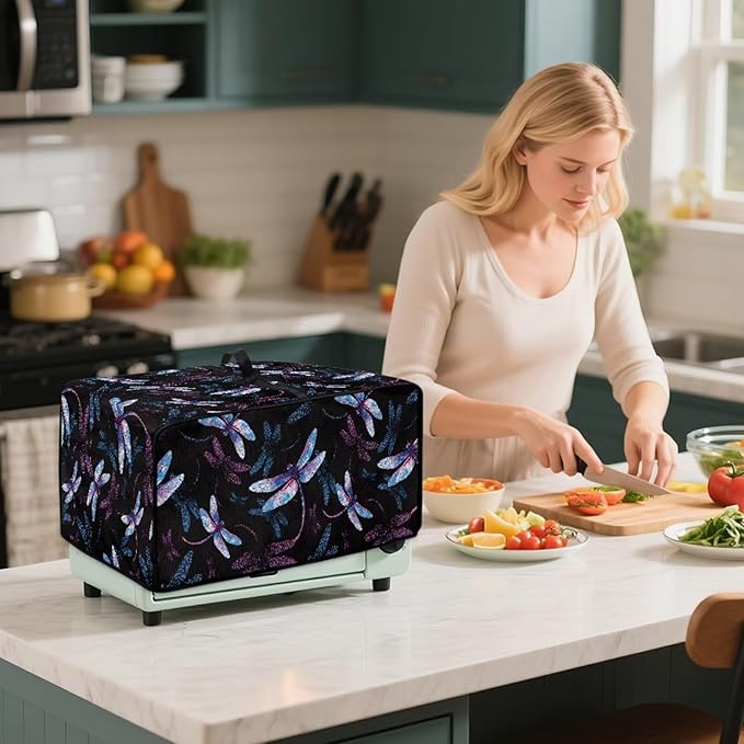 Dragonfly Print Microwave Oven Cover Dust-Proof Microwave Toaster Oven Cover - Image 4