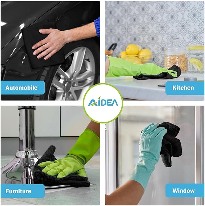 AIDEA Microfiber Cleaning Cloth Black 24PK, Microfiber Towels - Image 4