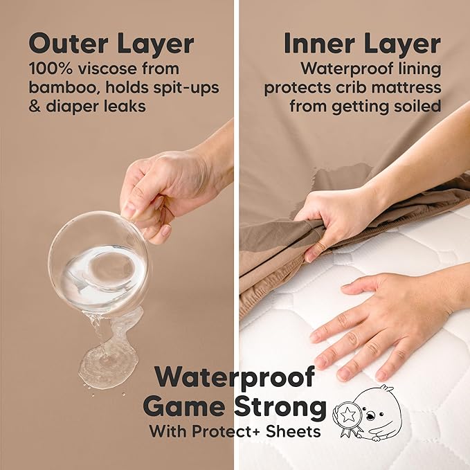 2-Pack Waterproof Pack and Play Sheets, Mini Crib Sheets Fitted - Image 2