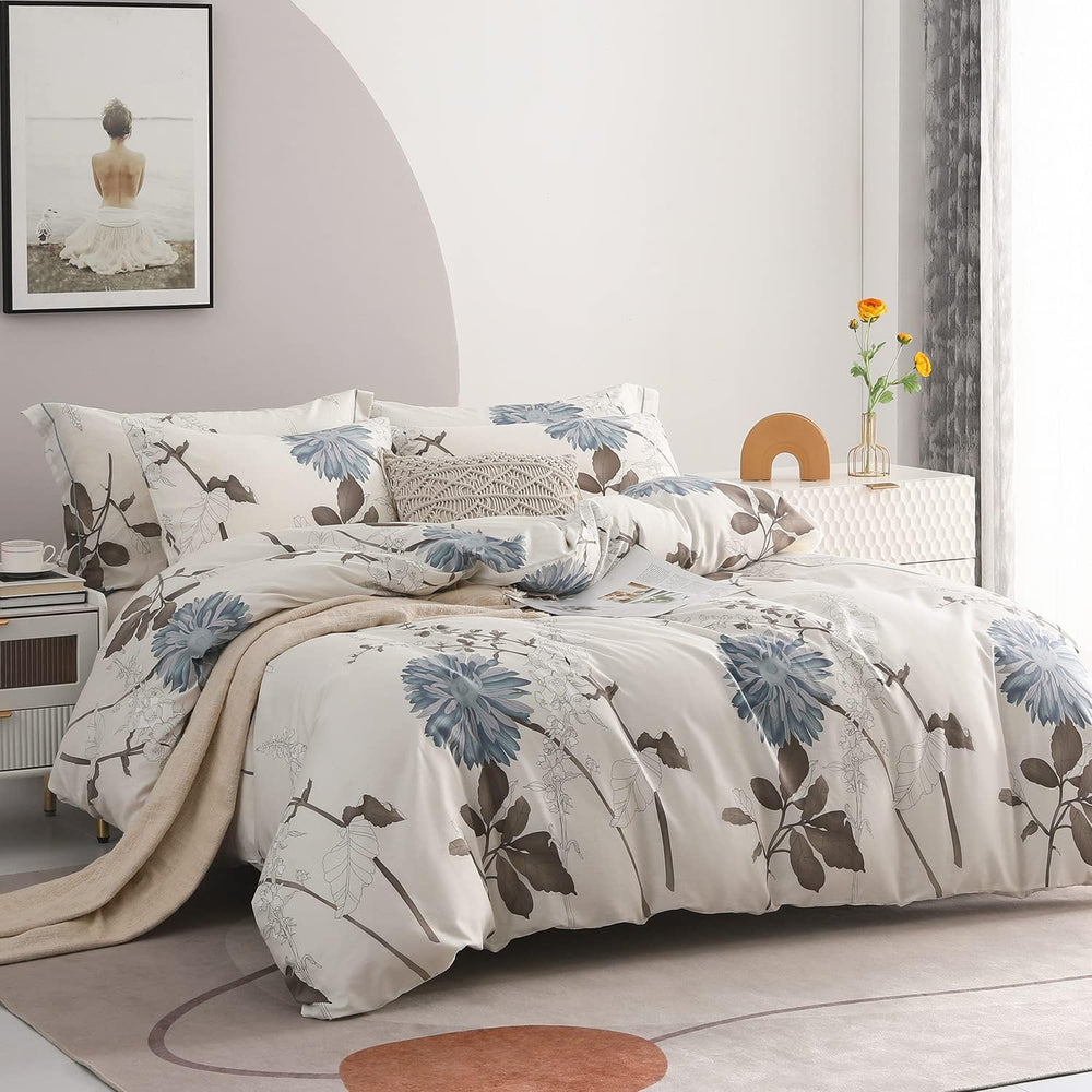SLEEPBELLA Comforter Queen Size, 600 Thread Count Cotton Brown Branches and B...