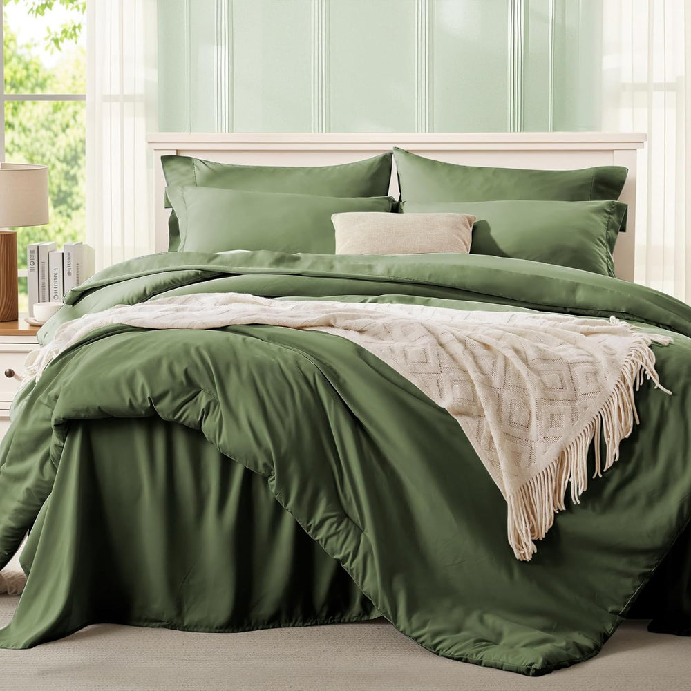 Anluoer Queen Comforter Set 7 Piece, Soft Bed in a Bag Queen Bedding Sets