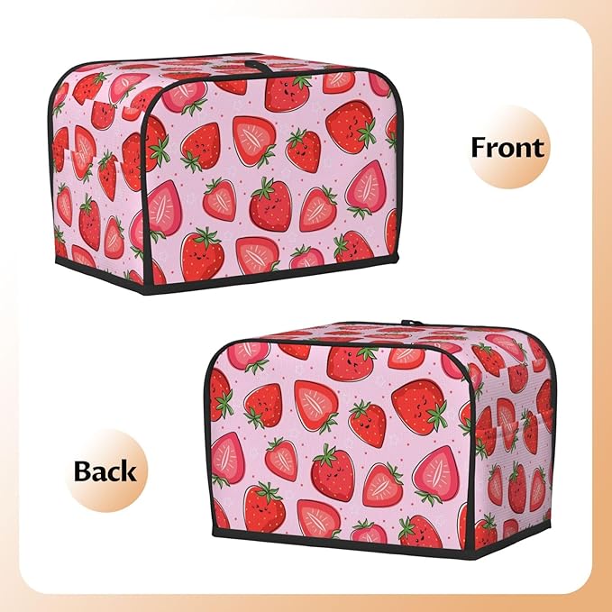 Pink Strawberry Kawaii Fruit 2 Slice Toaster Cover, Waterproof Toaster Dust - Image 4
