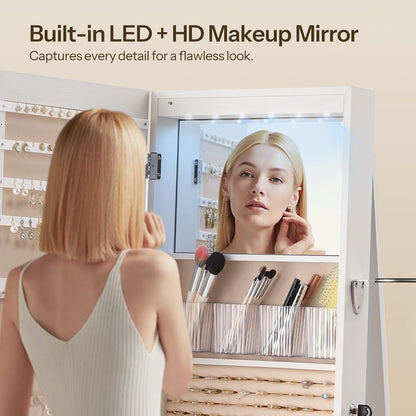 hoobro 360° swivel jewelry cabinet with led lights, package contents