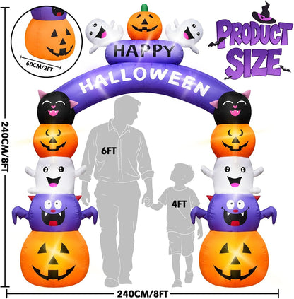 Halloween Inflatable Arch Cute Large Pumpkin Archway Blow Up Outdoor 8FT