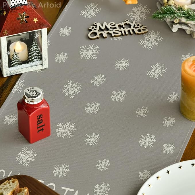 Artoid Mode Pine Tree Snowflake Merry Christmas Table Runner, Seasonal Winter - Image 3