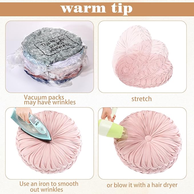 Yerliker 6 Pcs Floor Pillow Cushions 15inch Round Velvet Throw Pillows Colorful - Image 4