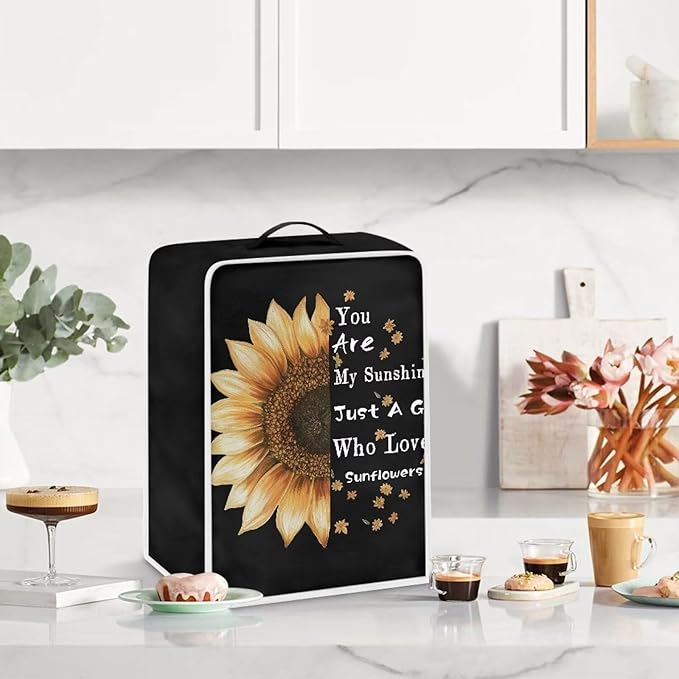 Mumeson Sunflower Black Coffee Maker Cover, Waterproof Dust Cover - Image 3
