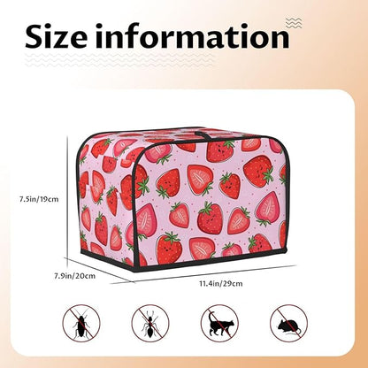 Pink Strawberry Kawaii Fruit 2 Slice Toaster Cover, Waterproof Toaster Dust - Image 6