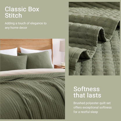 king size quilt-lightweight bedspreads olive green king quilt, view 9