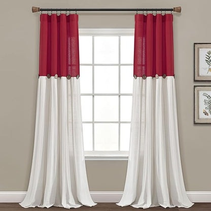 Lush Decor Linen Button Window Curtain Panel, Bedroom & Dining Room by LushDecor