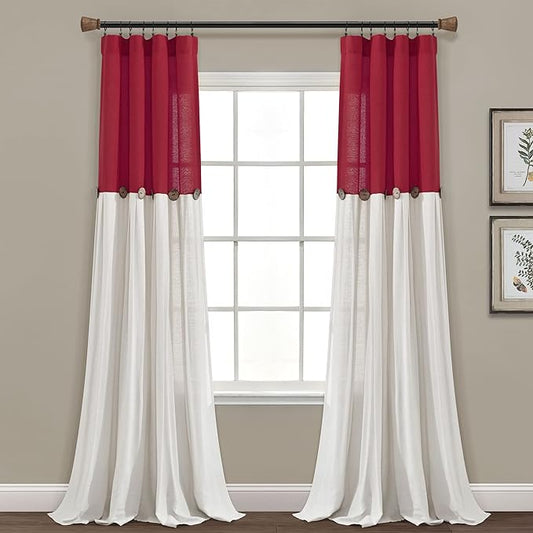 Lush Decor Linen Button Window Curtain Panel, Bedroom & Dining Room by LushDecor